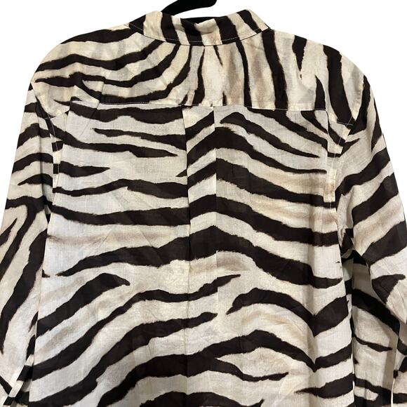 Lauren Ralph Lauren Courtenay Zebra Print Long Sleeve Button Up Shirt Size L - Picture 6 of 9